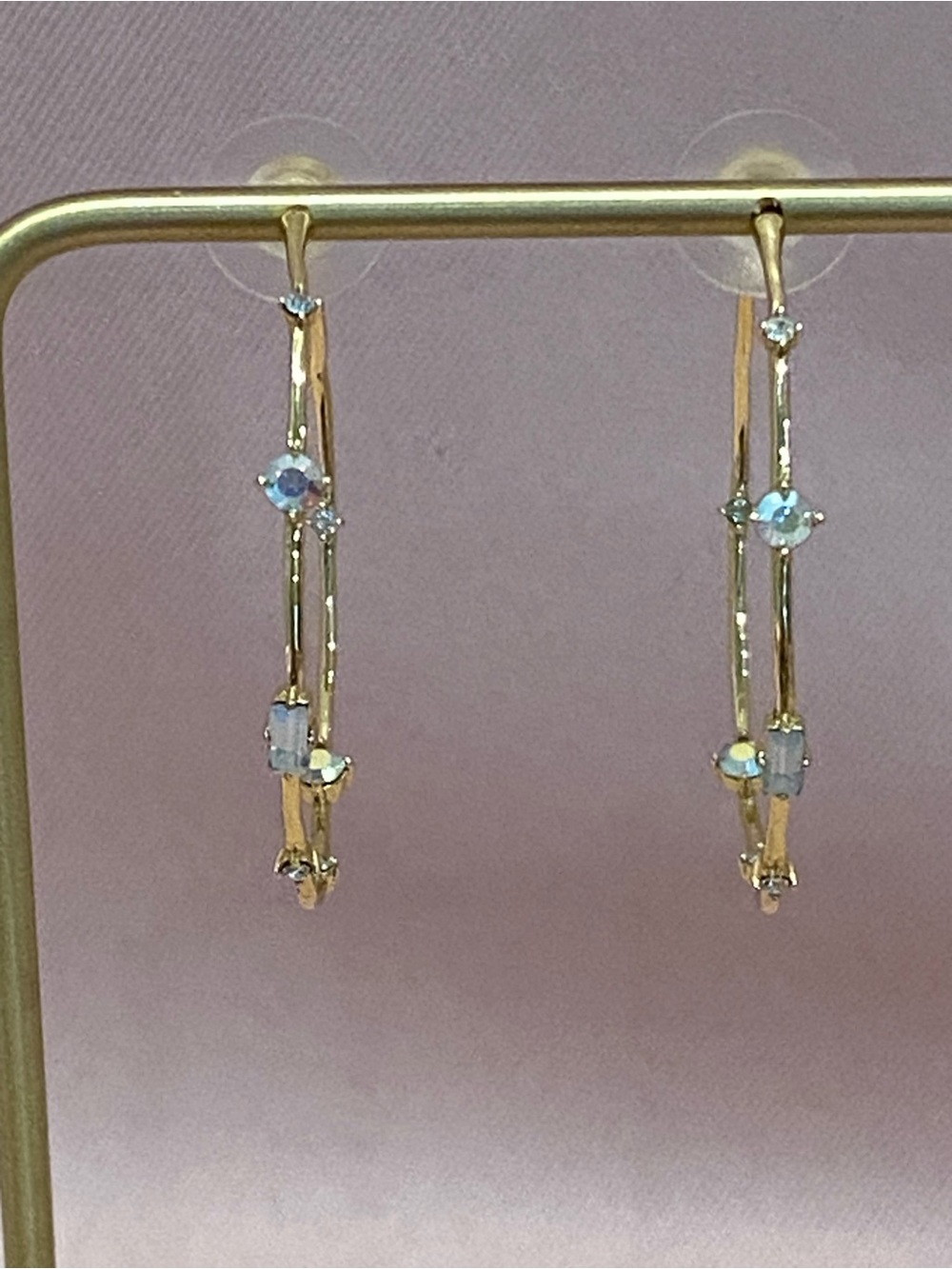 Gorjana Gold Hoop Earrings with Iridescent Gems